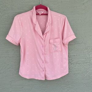 Juicy Couture Women's Pink Pajama Top Size S Short Sleeve Button-Up